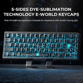GMKWTL XVX Double Shot PBT Keycaps, Side Printed Shine Through Keyboard Keycap, Black E-World Backlit Keycap Sets Cherry Profile Compatible with 60% 65% 75% 80% 96% 100% Mechanical Keyboards