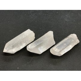 GAF TREASURES Set of 3 Extra Large Natural Clear Quartz Points, 2.25 to 3.5 Inches Clear Quartz