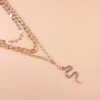 TseenYi Layered Snake Pendant Necklace Paperclip Chain Multilayer Necklace Gold