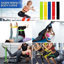 Bandas de Resistencia, Set de 5 Elástico Ejercicio Bandas para Entrenamiento de Fitness Corporal con Bolsa de Transporte para Hombres y Mujeres