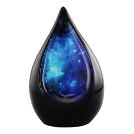 Urns of Dignity Everlasting Teardrop Cremation URNS,URN for Human Ashes, Adult URN for Funeral, Burial, Columbarium or Home, Cremation Urns for Human Ashes Adult (Black Blue Galaxy, Adult)