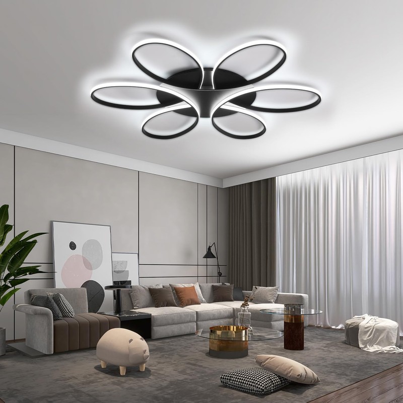 Oliterlux Modern LED Ceiling Light Fixture Black Flush Mount Ceiling