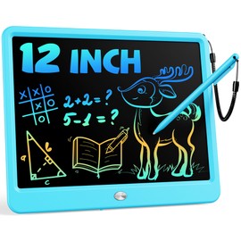 Bravokids 12 Inch LCD Writing Tablet for 3 Year Olds - Electronic Drawing Pad and Doodle Board as Educational Birthday Gifts for Girls and Boys (Blue)
