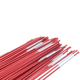 elfinrm 100 Pack Red Fiberglass Driveway Markers 48 in 5/16 Dia Snow Stakes with Reflective Tape for Easy Visibility at Night