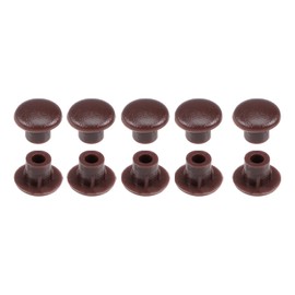 DTGN 5 mm x 8 mm x 6 mm (Diameter x Cap Diameter x H) Screw Hole Plugs - Pack of 50 - Good for Furniture Cupboard Wardrobe - Plastic Fastener Hole Caps - Dark Brown