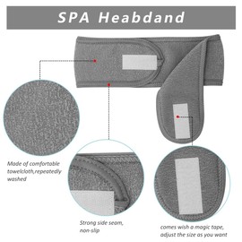 LADES Spa Headband - Facial Women Makeup Hairband Towel Cloth With Adjustable Magic Sticker For Washing Face Makeup (Gray+Gray), Pack Of 1