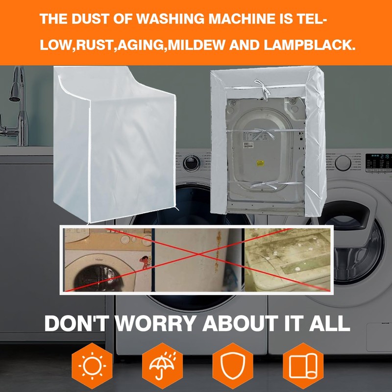 2Pack Washer and Dryer Covers, Portable Washer Cover with Zipper