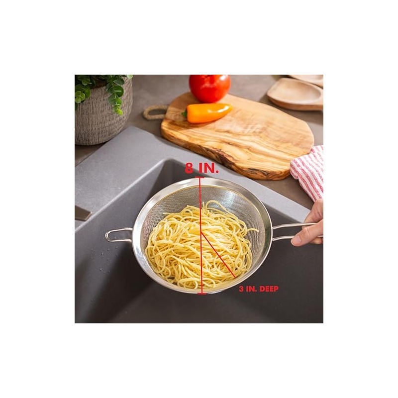 Chef Craft Select Mesh Strainer, 8 inch diameter, Stainless Steel