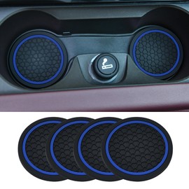 Honibaoto 4PCS Car Cup Holder Coasters, 2.75 Inch Non-Slip Insert Water Bottle Holder Pads, Dustproof Automotive Interior Accessories Mat, Universal for Vehicles, Trucks, RVs (Blue)