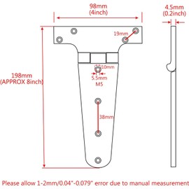 Beiruoyu 316 Stainless Steel Heavy Duty Marine Grade T Hinge Cast Strap Hinge (8in)