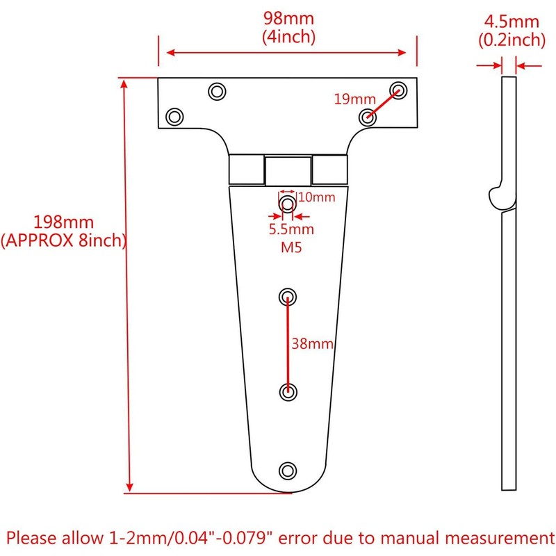 Beiruoyu 316 Stainless Steel Heavy Duty Marine Grade T Hinge