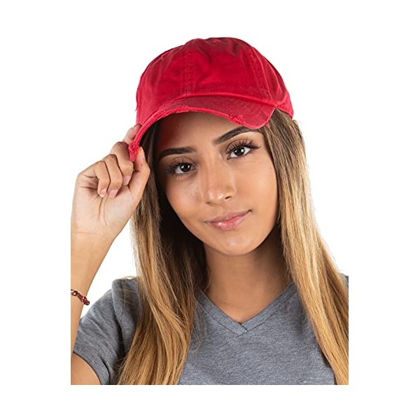 Unconstructed Polo Style Low Profile Hat: Distressed Red