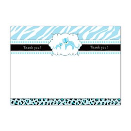 30 Blank Thank You Cards Notes Tiger Cub Baby Boy Shower + 30 White Envelopes