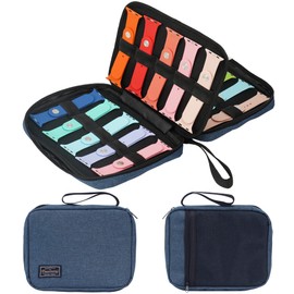 PACMAXI 20 Watch Bands Storage Carrying Case Compatible with Watches,Expandable Watch Band Holder Stores 20 Watch Bands Fit for Most Sizes of Watch Straps,Organizer for Watch Bands, Bag Only (Blue)