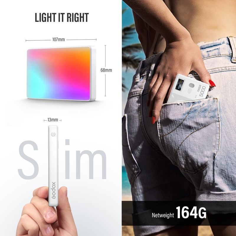 GODOX MA5R Magnetic Full Colour RGB Video Light, 1800 K