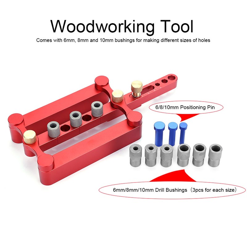 6/8/10mm Self Centering Dowelling Jig Dowel Hole Drilling Guide DIY