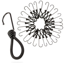 PRETEX Heavy Duty Bungee Cords with Hooks - Set of 25pcs x 13cm/5in Outdoor Cord Straps and Fixings - Garage Organizer or Tie Down for Travel