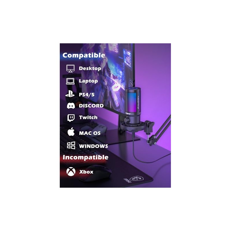 Talomen - Kit de micrófono USB de condensador para videojuegos,