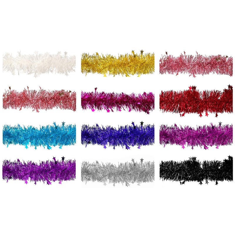 Creativery Christmas Garland, Tinsel with Stars, 8 cm x 3
