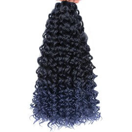 GoGo Curl Crochet Hair 8Inch Water Wave Crochet Hair Water Wave Crotchet Braiding Hair (8 Inch (Pack of 6), 1B/Dark blue#)