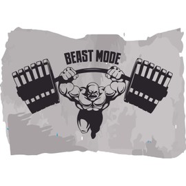 Beast Mode Fitness Gym Exercise Lifting Barbell Weightlifting Bodybuilding Wall Art Sticker Designs Decors Vinyl Stickers for Home House Walls Rooms Window Bedroom Decoration Size (28x24 inch)