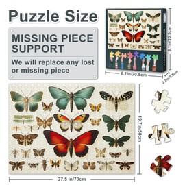 Puzzles for Adults 1000 Pieces, 19th Century Entomological Collections Jigsaw Puzzles, Butterfly Adult Puzzle for Adults, Educational Fun Games or Toys for Elders Friends 20X27 INCH