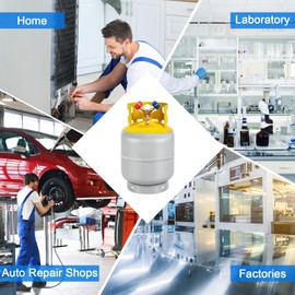 FAHKNS Recovery Tank, 30 lb Reusable Cylinder Can Double Valve HVAC Tank Reclaim Tank 1/4 SAE Y Valve Gray Yellow Large Capacity Without Float Switch for R12 R22, R134A, R410A etc Refrigerant