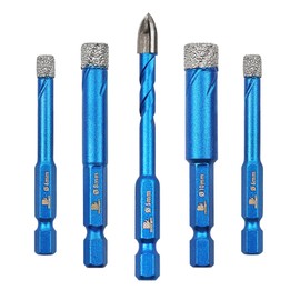 Diamond Drill Bit - BRSCHNITT 1/4 1/4 5/16 3/8 inch Masonry Drill Bits Set for Porcelain Tile Ceramic Stone Granite Marble,Hex Shank Diamond Hole Saw Drill Bit(5pcs/Pack).