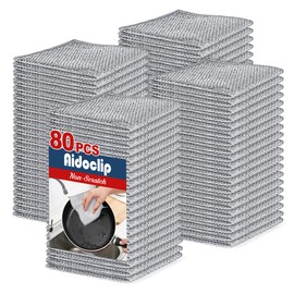 80pcs Non Scratch Wire Dishcloth, Multipurpose Wire Dishwashing Rags for Wet and Dry, Reusable Stainless Steel Cleaning Cloth, Kitchen Metal Dish Cloths for Washing Dishes Sinks, Dishes, Stove Top