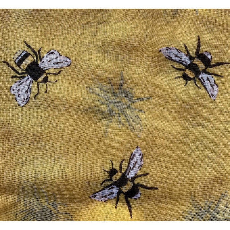 LilyRosa® Bee Scarf Bumble Bees Pattern Design Print Grey Navy