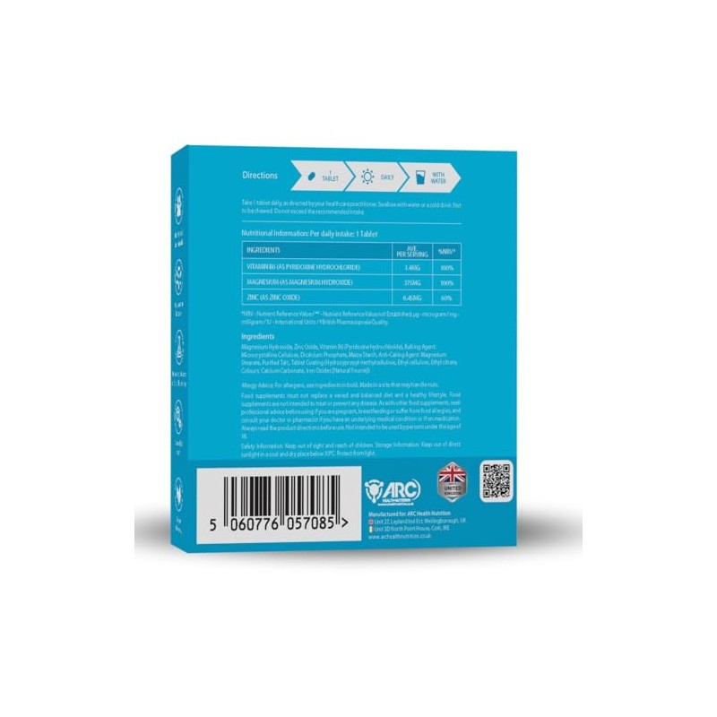Zinc Magnesium and Vitamin B6 Supplement Tablet for Men and
