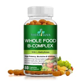 TheraSuva Whole Food Vitamin B-Complex – 100% Vegan & Plant-Based, Supports Energy, Metabolism & Overall Wellness – 120 Capsules (60 Day Supply)