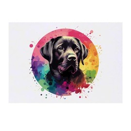 'Colourful Black Labrador Dog Portrait' Temporary Tattoo - Water Resistant, Skin-Safe, Non-Toxic Transfer (TO00073947)