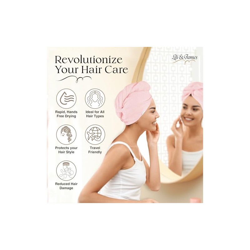Toalla de algodón para el cabello para mujeres/niños, de secado