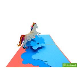 GREENHANDSHAKE Magical Unicorn, 3D Popup greeting card for birthday, valentine's day, mother's day, anniversary, thank you, get well, 6" x 6"