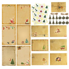 Christmas Writing Paper with Envelope Set, 24 Pieces Christmas Writing Paper with 12 Envelopes, Christmas Cards, Folding Cards, Christmas Greetings Cards, Blank Greeting Cards