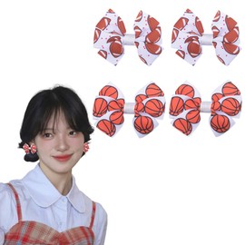 Cheer Hair Bow Clips for Girls Women Basketball Bow Cheer Hair Accessories for Girls Rugby Hair Clips Basketball Rugby Hair Bows for Cheerleading Hair Barrettes Alligator Hair Accessories 4Pcs