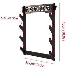 FOXSMZZ Sword Holder Wall Mount Velvet Padded Samurai Sword Stand Display Katana Wakizashi Tanto Wall Hanger Sword Rack (4-Tier)