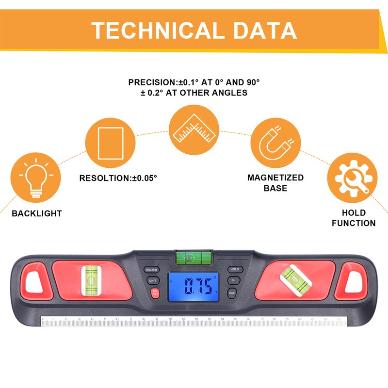 High Accuracy Magnetic Spirit Level Levelling Instrument Mini Digital Protractor