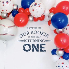 Rookie of The Year First Birthday Decal - Baseball Birthday Party Decorations for Boy, Turning One Birthday Party Decor,Baseball Theme Sticker