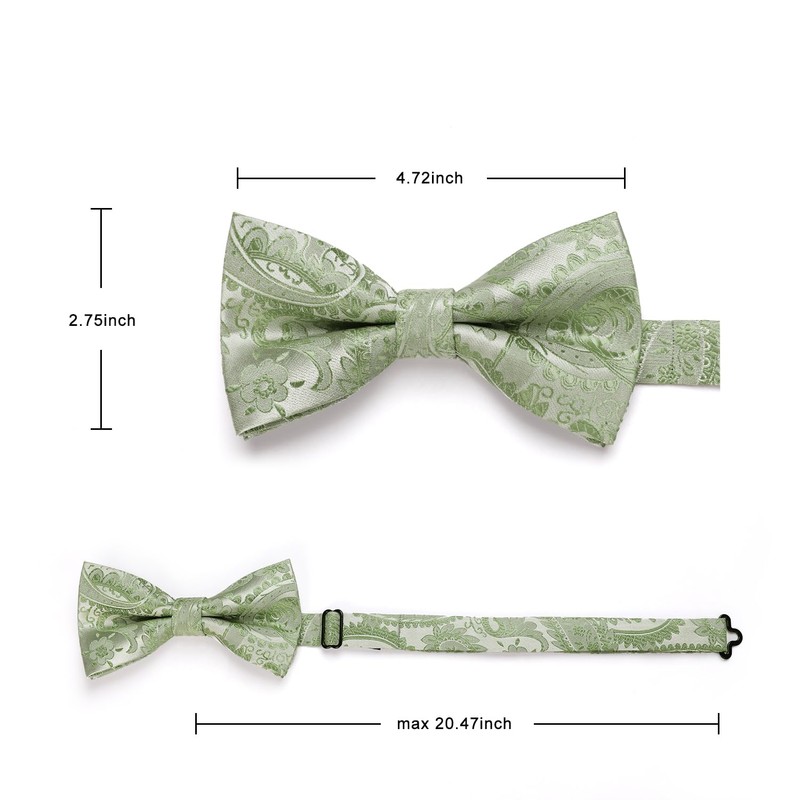 HISDERN Bow Tie with Pocket Square for Men Plain Adjustable