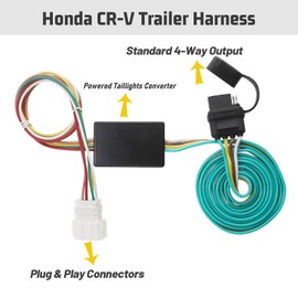 MECMO Arnés de cableado de remolque plano de 4 vías para Honda CR-V 2007-2011, conector en T simple de ajuste personalizado, cableado de enganche de 4 pines para conexión de luz de remolque