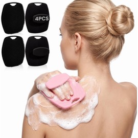 Cepillo de Silicona para Cuerpo 4 Pcs, Cepillo Corporal para Masaje Limpiador y Exfoliante, Cepillo Exfoliante Corporal Cerdas Suaves para Limpiar y Masajear Cada Parte de Cuerpo