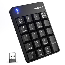 MOFII Wireless Number Pad - 2.4G Numeric Keypad Silent 19 Keys USB Keypads, Portable Financial Accounting Numpad 10 Key for Laptop/Notebook/Surface Pro/PC - Black