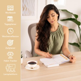 JUSTEVOLVE My Diary Mindfulness Success Journal - Self-Reflection Gratitude Diary - Undated Leather Planner with Pen