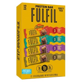 FULFIL Protein Snack Bars, Best Sellers Variety Pack, Gluten Free with 15g Protein, Pantry Staples, 12 Count