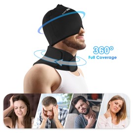 ComfiTECH Cold Cap and Neck Ice Pack Wrap Gel Combo, Care Package for Head and Cervical, Black, Large