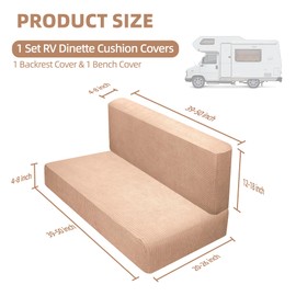 UCandy RV Dinette Cushion Covers Camper Cushion Slipcover Stretch Sofa Chair Cover Furniture Protector for RV Camper Car Bench Backrest Covers & Bench Covers (Beige, 1 Set)