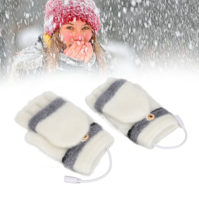 1 Pair USB Heated Gloves Mitten Winter Warm Full Finger