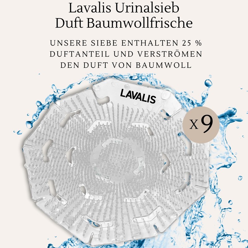 Lavalis Urinal Sieve (Pack of 9) Scented Cotton Freshness, Splash
